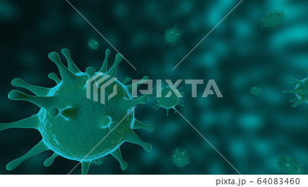 Viruses, Virus Cells under microscope, floating in fluid with green background. Pathogens outbreak of bacterium and virus, disease causing microorganisms. COVID-19 Coronavirus. Viruses, Virus Cells under microscope, floating in fluid with green background. Pathogens outbreak of bacterium and virus, disease causing microorganisms. COVID-19 Coronavirus. 64083460