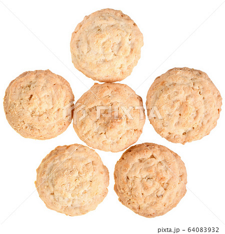 Homemade shortbread cookies top view isolated Homemade shortbread cookies top view isolated 64083932