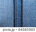 close up shot inside of jean seam. Blue jean skirt on the background showing the seam texture. 64083983
