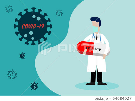 Vector of Doctor with Medicine to Cure Covid-19 or 64084027
