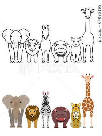 Wild Animal Border Set Whole Body Stock Illustration