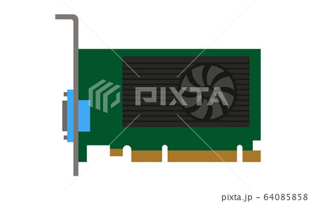 Gpu graphic card color icon. Computer component hardware sign. Quality design flat app element	 64085858