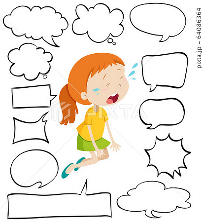 Different Shapes Of Speech Bubbles With Cryingのイラスト素材