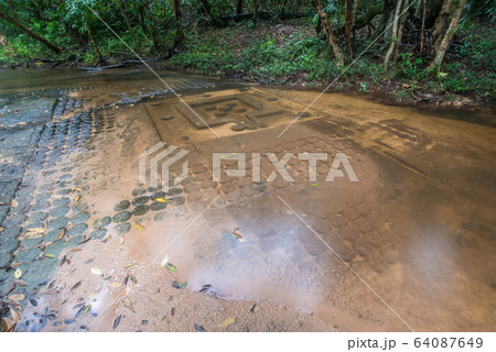 Kbal Spean waterfall the mystery place of ancient Khmer empire in Siem Reap, Cambodia. 64087649