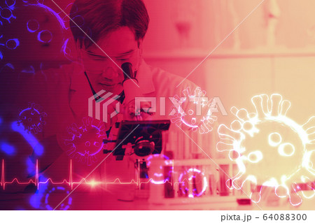 Scientist working with vaccine anti Coronavirus (COVID-19), covid virus test in medical lab 64088300