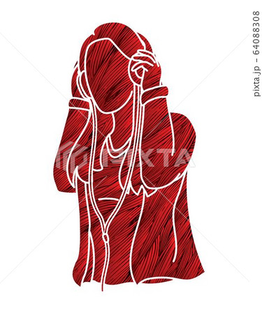 Woman listening music with headphones cartoon graphic vector 64088308