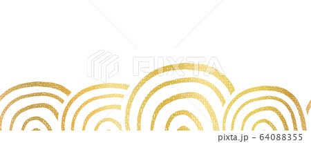 Abstract metallic golden foil seamless vector border hand drawn circle shapes. Repeating gold 64088355