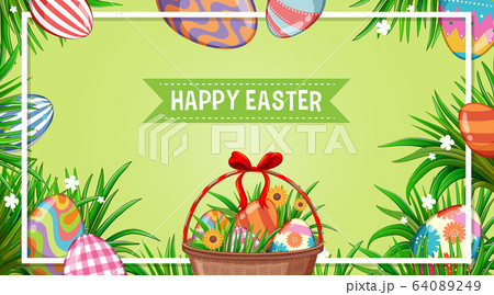 Poster design for easter with  decorated eggs in 64089249