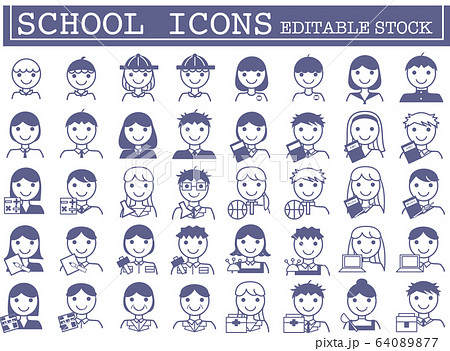 学校用人物シンプルアイコンのイラスト素材