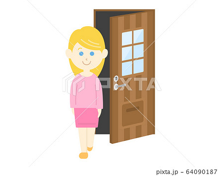 外出する白人女性のイラスト 64090187