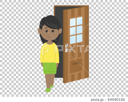Illustration of a black woman going out 64090188