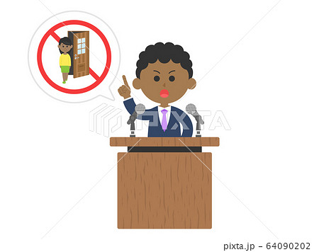 外出禁止を訴える政治家のイラスト 外出禁止を訴える政治家のイラスト 64090202