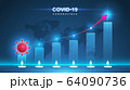 Coronavirus COVID-19. Coronavirus outbreak and coronaviruses influenza background. Virus increase on chart.   Vector Illustration. 64090736