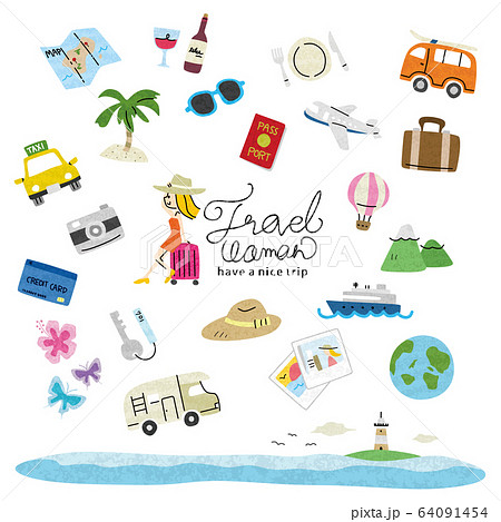 旅行 アイコン 女子旅のイラスト素材