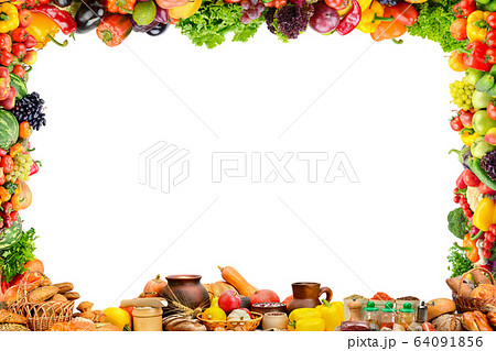 Fruits, vegetables, bread, milk and other food Fruits, vegetables, bread, milk and other food 64091856