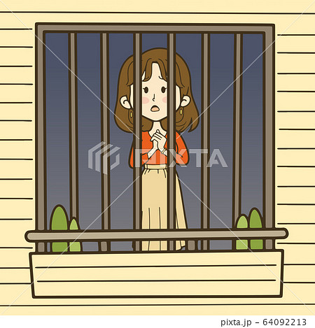 外出を制限されている若い女性 64092213