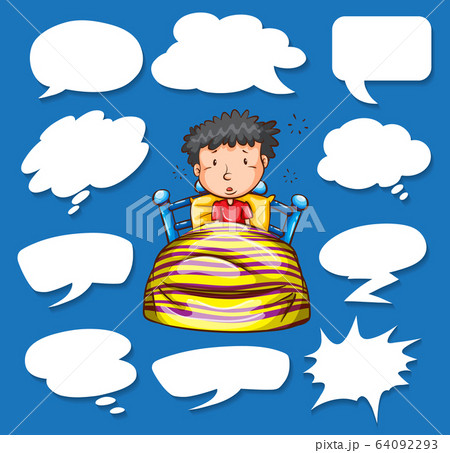 Different Shapes Of Speech Bubbles And Sleepy Boyのイラスト素材