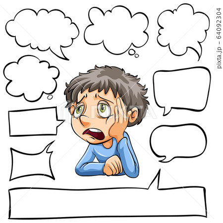 Different Shapes Of Speech Bubbles And Sad Manのイラスト素材