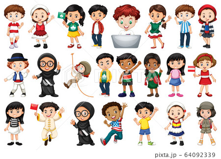 Large set of children doing different activities 64092339