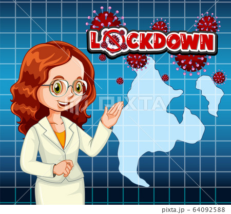 Coronavirus poster design with newsreporter 64092588