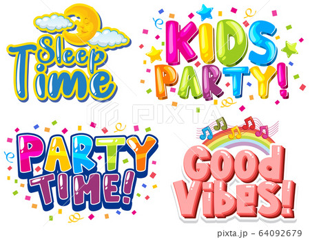 Font design for phrases with colorful fonts on 64092679