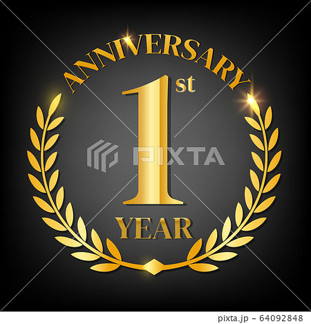 Gold and red 1 Anniversary, One Year Anniversary Badge, miscellaneous,  wedding anniversaries png | Klipartz