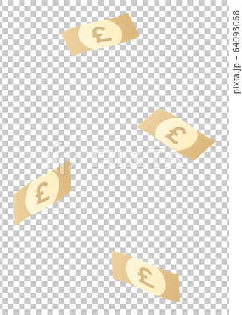 Falling pound banknotes 64093068