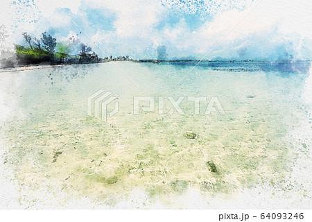 佐和田の浜 水彩画風 佐和田の浜 水彩画風 64093246