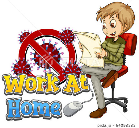 Coronavirus poster design with word work at home 64093535