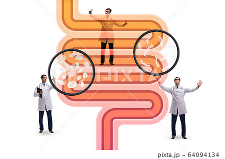 Doctors treating intestines illness - medical illustration 64094134
