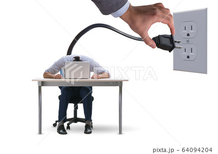 Businessman losing energy to work 64094204
