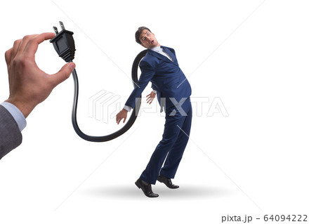 Businessman losing energy to work 64094222