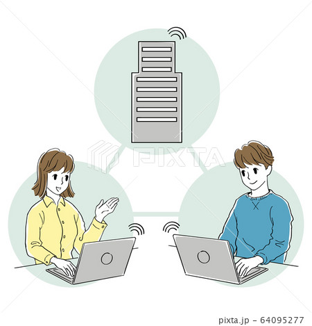 テレワーク　在宅勤務　ネットワーク 64095277