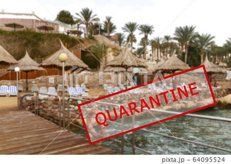 Crisis in the tourism industry due to outbreaks of coronavirus. Stopped traveling, red stamp text Crisis in the tourism industry due to outbreaks of coronavirus. Stopped traveling, red stamp text 64095524