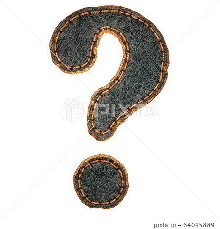 Symbol question mark made of leather. 3D render font with skin texture isolated on white background. Symbol question mark made of leather. 3D render font with skin texture isolated on white background. 64095889