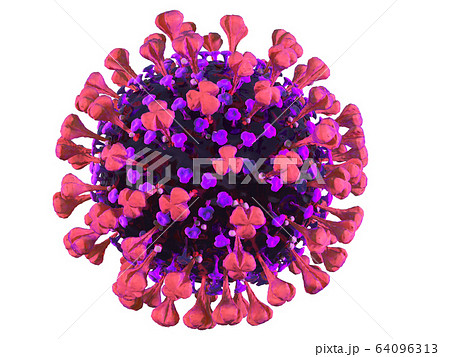 Cowid-19 coronavirus closeup cut out on a white background Cowid-19 coronavirus closeup cut out on a white background 64096313