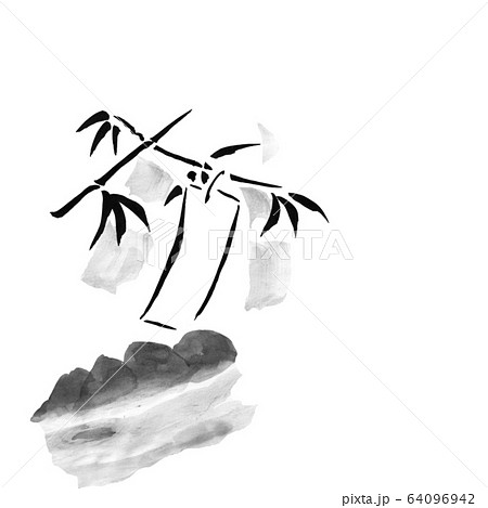 笹の短冊（墨の手描き） 64096942