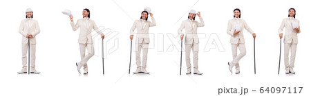 Gentleman in white suit isolated on white 64097117