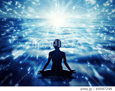 瞑想する人のシルエット 瞑想する人のシルエット 64097296