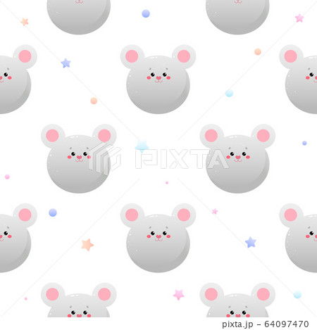 Cute Kawaii Mouse, Rat. Animal seamless pattern. Cute Kawaii Mouse, Rat. Animal seamless pattern. 64097470