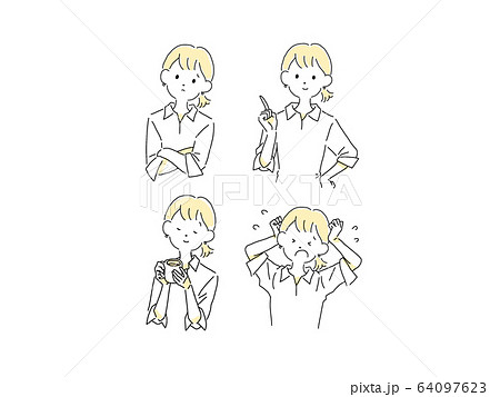 OL ポーズ お仕事 セット イラスト OL ポーズ お仕事 セット イラスト 64097623