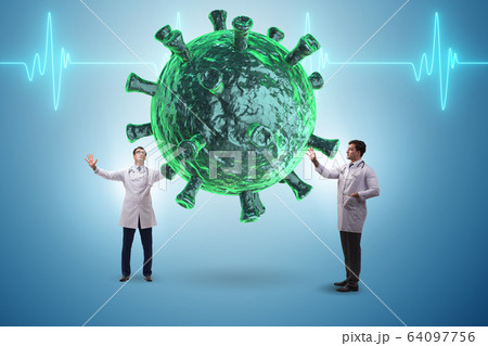 Coronavirus concept with doctor looking for cure 64097756