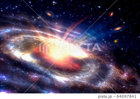 Collage on space, science. Fantastic black hole  64097841