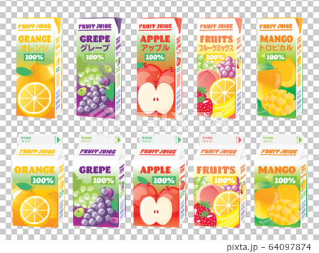 いろんなフルーツジュースのパック　200mlと500mm 64097874