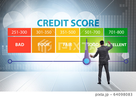 Businessman in credit score concept 64098083