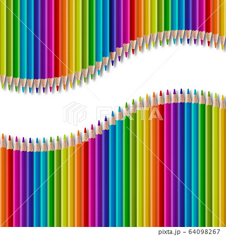 Set of color wooden pencil in wave shape on white 64098267