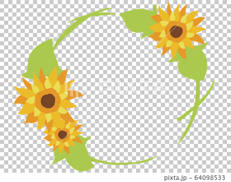 ひまわり フレーム カットイラスト ひまわり フレーム カットイラスト 64098533