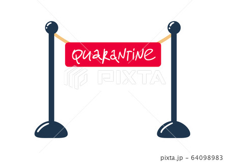 Quarantine Word with prohibition sign. Vector Illustration on White. Quarantine Text. Healthcare Concept. Coronavirus.Graphic Art Template 64098983