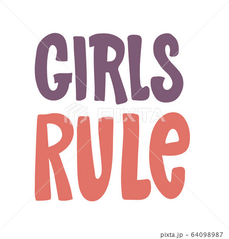 Girls rule lettering. Design element for T-shirt, interior poster. hand drawn Vector illustration. Typography for banner, poster or clothing design. Vector invitation. 64098987