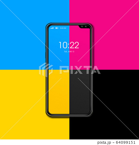 CMYK smartphone isolated on color background. 3D 64099151